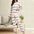 thumbnail image 1 of FUNUONY Fluffy Flannel Winter Pajamas for Women Plush Warm Fuzzy Pajama Set Triped Pajama Set Long Sleeve Top and Long Pants 2 Piece Sleepwear Loungewear Soft Cozy Pjs Pajamas, 1 of 4