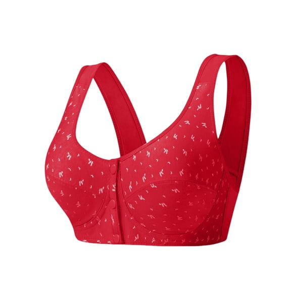 FUNUONY Front Closure Bras for Women Seamless Wireless Push Up Bra No Underwire Full Coverage Comfort Bras Bra Szie Up Women Every Underwear Bralettes Plus Daily Breathable Red 46