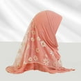 thumbnail image 1 of FUNUONY Girls Ice Silk Muslim Khimar Hijab Headscarf Flower Arab Scarf Shawls Neck Wrap Islamic Head Wrap for Age 2-7 Years Girls/Children Hijab Scarf Headscarf Wrap Muslim Amira Pink One Size, 1 of 3