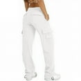 thumbnail image 1 of FUNUONY High Waisted Cargo Pants for Women Baggy Y2K Straight Wide Leg Pants with Pockets Streetwear Womens Cargo Sweatpants Baggy Fleece High Waisted Joggers Pants Athletic Pants White Xxl, 1 of 8