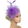thumbnail image 1 of FUNUONY Hot Sale!! Fascinators Hats for Women, Tea Party Hats for Girls Flower Cocktail Mesh Feathers Hair Clip for Party Headband Pearl Bridal Great Headband Purple One Size, 1 of 3