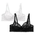 thumbnail image 1 of FUNUONY Hot Sale!! Lace Bralettes for Women No Underwire Triangle See Thru V Neck Unpadded Bra 2 Pack Lace Underwear Underwired Women's Charmming Bra 2Pc Blue 36, 1 of 9