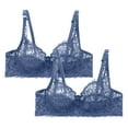 thumbnail image 1 of FUNUONY Hot Sale!! Lace Bralettes for Women No Underwire Triangle See Thru V Neck Unpadded Bra 2 Pack Lace Underwear Underwired Women's Charmming Bra 2Pc Navy 38, 1 of 9