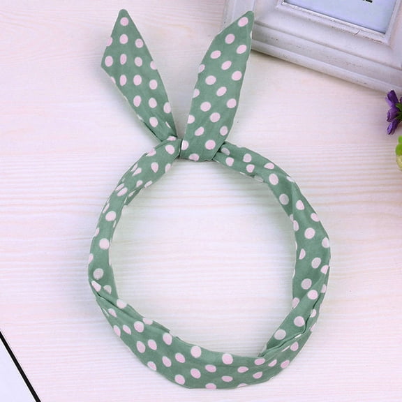 FUNUONY Hot Sale!! Polka Dot Headband Bandana Headband 50S Costume Hair Accessories Bows Headwrap for Women and Girls Wire Headband Tartan Scarf Wired Polka Retro Headband Green One Size