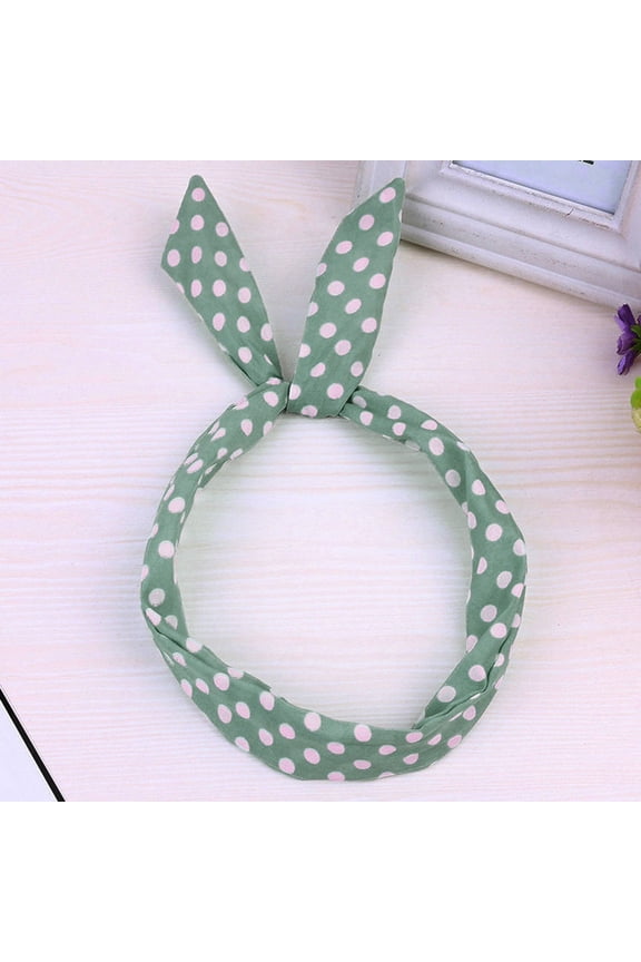 Hot Sale!! Polka Dot Headband Bandana Headband 50S Costume Hair Accessories Bows Headwrap for Women and Girls Wire Headband Tartan Scarf Wired Polka Retro Headband Green One Size