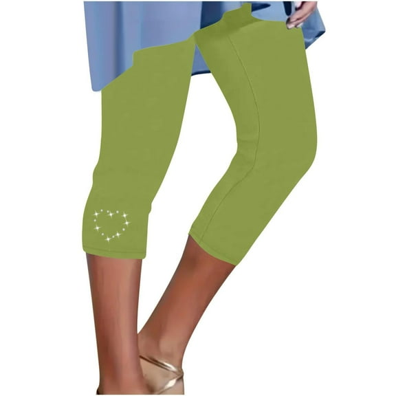 FUNUONY Hot Sale!! Women's Capri Yoga Pants Essential High Waisted Legging for Workout Leggings for Women Plus Size High Waisted Yoga Cropped Trousers 2025 Summer Gym Pants Mint Green L