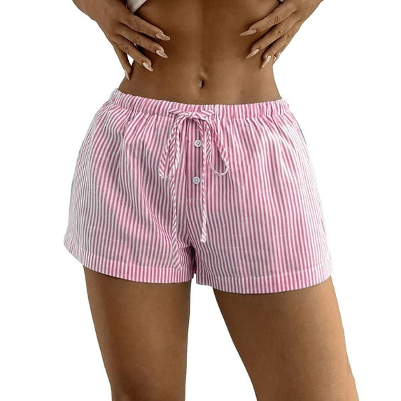 FUNUONY Hot Sale!! Women's Casual Shorts Loose Comfy Elastic Waist Shorts Summer Pull On Short with Pockets Basic Striped Elastic Casual Shorts Girls Loose Fitting Slacks A Xs