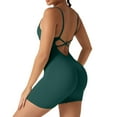 thumbnail image 1 of FUNUONY Jumpsuits for Women Backless Scrunch Strappy One Piece Workout Jumpsuit Tummy Control V Back Yoga Romper Summer Women Yoga Jumpsuit Workout Vest Jumpsuit Blackish Green M, 1 of 5