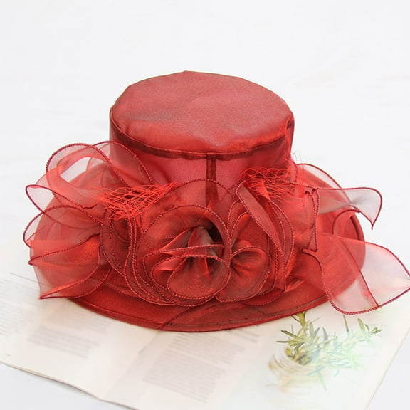 FUNUONY Kentucky Hats Derby for Women 2025 Elegant Tea Party Hats Organza Victorian Church Wedding Fascinator Hat Elegant Organza Fascinator Sun Hat for Church, Tea Party, Weddings Hats Spring Summer