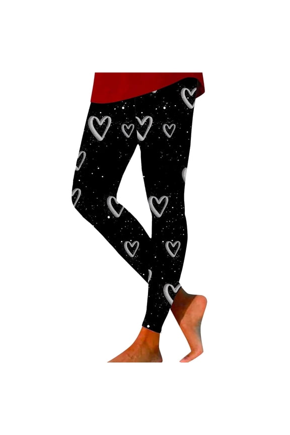 Leggings for Women Legging Pants for Women Straight Leg Yoga Leggings Heart Womens Soft Plus Size Tall Leggings Heart Leggings Heart Tights Leggings with Pockets for Women Black L
