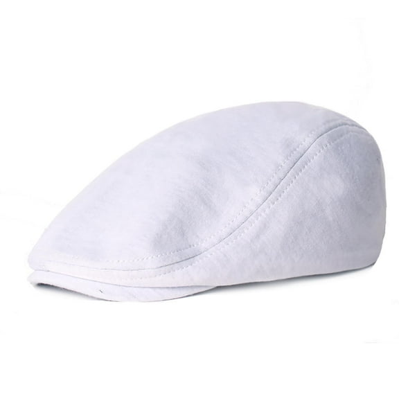 FUNUONY Men Newsboy Cap Cotton Beret Hat Flat Ivy Gatsby Driving Cabbie Cap 1 Pieces Newsboy Men's Hat Cotton Soft Stretch Fit Men Cap Cabbie Driving Hat for Men White