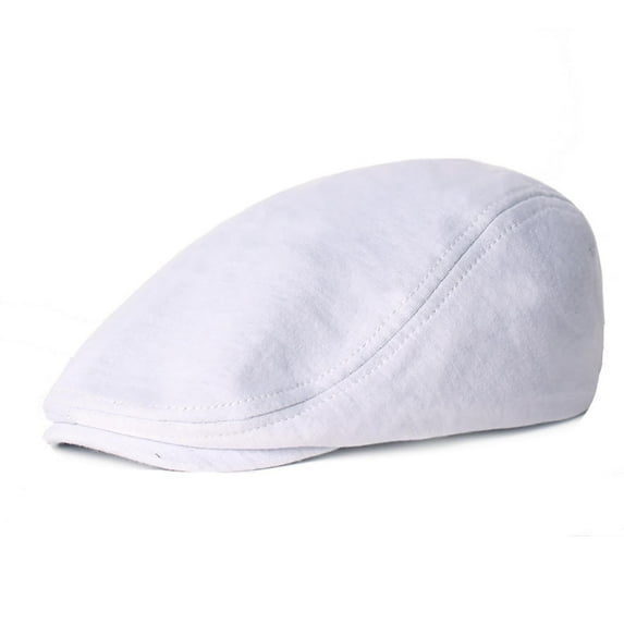 FUNUONY Men Newsboy Cap Cotton Beret Hat Flat Ivy Gatsby Driving Cabbie Cap 1 Pieces Newsboy Men's Hat Cotton Soft Stretch Fit Men Cap Cabbie Driving Hat for Men White