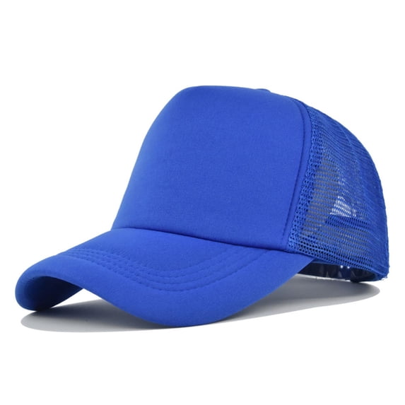 FUNUONY Mesh Trucker Hat Baseball Cap Adjustable Black Hat Polyester Mesh Trucker Hats for Men and Women Mens and Womens Sponge Color Matching Casual Peaked Cap Travel Holiday Sports Cap Blue One Size
