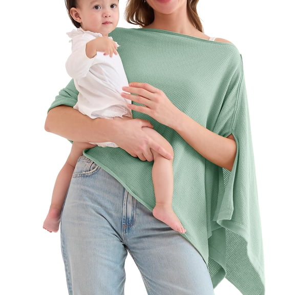 FUNUONY Nursing Covers for Breastfeeding, Breathable Breast Feeding Cover for Mom, Muslin Breastfeeding Cover Up for Women, Baby Essentials Privacy Nursing Poncho Shawl Cover for Breastfeeding Breath