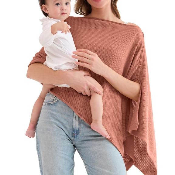 FUNUONY Nursing Covers for Breastfeeding, Breathable Breast Feeding Cover for Mom, Muslin Breastfeeding Cover Up for Women, Baby Essentials Privacy Nursing Poncho Shawl Cover for Breastfeeding Breath