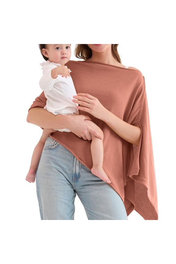 Nursing Covers for Breastfeeding, Breathable Breast Feeding Cover for Mom, Muslin Breastfeeding Cover Up for Women, Baby Essentials Privacy Nursing Poncho Shawl Cover for Breastfeeding Breath