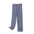 thumbnail image 1 of FUNUONY Pajama Pants for Women, Wide Leg Comfy Casual Lounge Yoga Loose Pants Women's Gingham Pajama Pants Cotton Pj Bottoms Casual Plaid Sleep Pants with Pockets Blue L, 1 of 5