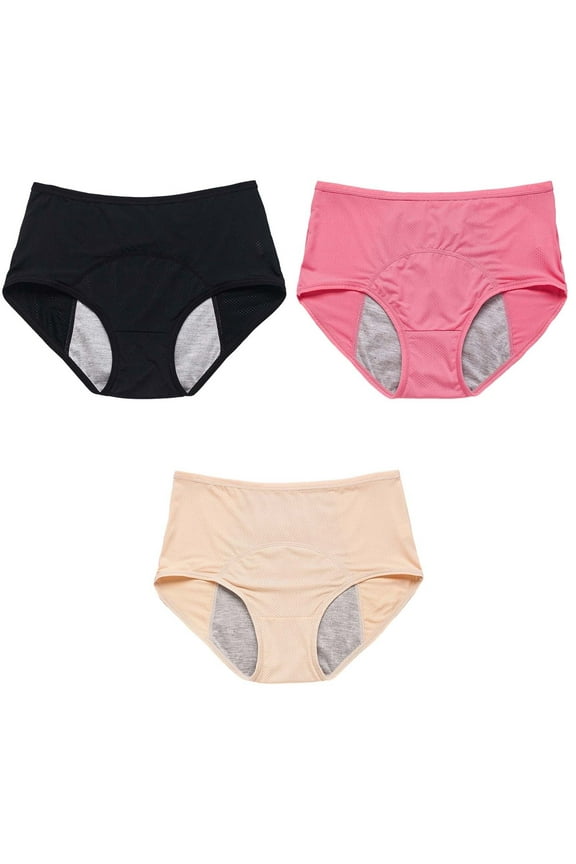 Period Underwear for Women Leak Proof Menstrual Panties,Comfort Incontinence Protective Briefs,Postpartum Underwear 3Pc Underwear for Women Cotton Overnight High Waisted Protective Pink M