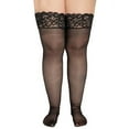 thumbnail image 1 of FUNUONY Plus Size Thigh High Stockings Women Lace Anti-Slip Stay Up Sheer Pantyhose Stockings for Women Lace Garter Belt Stocking G String Underwear Black D, 1 of 6