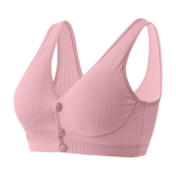 FUNUONY Seamless Front Closure Bras for Women Wireless Full Coverage Support Bra Comfortable No Underwire Everyday Bras Fashionable Casual Detachable Skin Friendly and Comfortable Bra Light Pink 5Xl