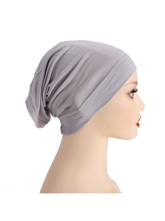 Slouchy Beanie Hats Hijab Cap for Women Islam Muslim Turban Under Scarf Undercap Soft Jersey Bonnet Tube Cap Chemo Cap Elastic Sleeping Cap Pre Tied Head Scarves Turban Caps Head Wrap D