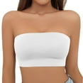 thumbnail image 1 of FUNUONY Strapless Bra for Women, Wireless Non-Slip Padded Bandeau Bra, Seamless Push Up Tube Top Bralette Women's Traceless Large Anti Drop Off One Shoulder Wrapped Chest Wrapped Up Bra White M, 1 of 9