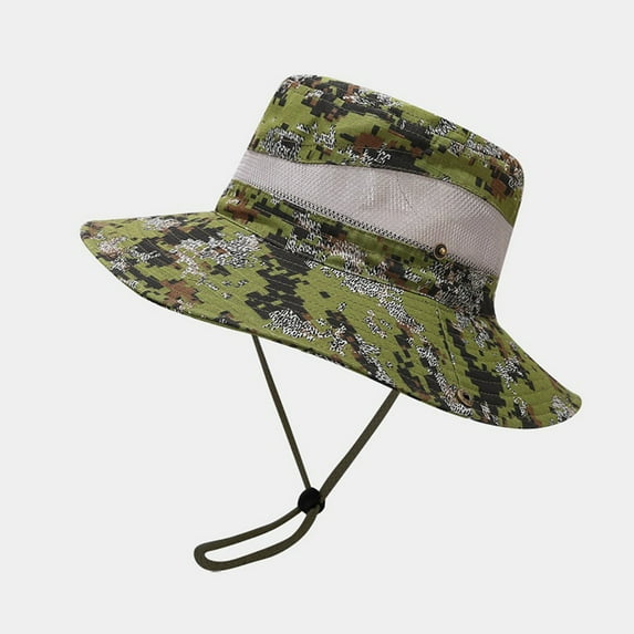 FUNUONY Sun Hat for Men,Cotton Summer Outdoor Sun Protection Wide Brim Bucket Hat Foldable Safari Boonie Hat Bucket Hat for Fishing Hiking Garden Lawn Work Safari Camping Outdoor Camouflage Breathable