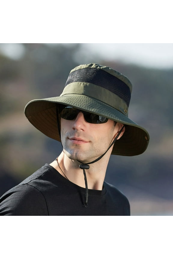 Sun Hat for Men,Cotton Summer Outdoor Sun Protection Wide Brim Bucket Hat Foldable Safari Boonie Hat Bucket Hat for Fishing Hiking Garden Lawn Work Safari Camping Outdoor Fisherman Bucket Sun
