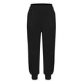 thumbnail image 1 of FUNUONY Sweatpants for Women Baggy High Waisted Casual Pajama Pants Jogger Fleece Bottoms Spring Outfits for Women 2025 Ladies' Casual Solid Color Sports Threaded Mouth Casual Pants Black L, 1 of 5