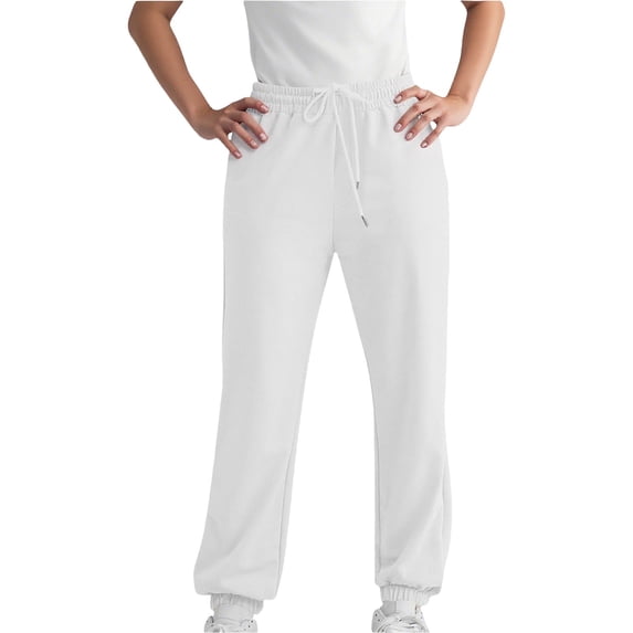 FUNUONY Sweatpants Women Fall Fashion 2025 Baggy Joggers Workout Lounge Lightweight Comfy High Waisted Athletic Sweat Pants Fleece Baggy Sweatpants Wide Straight Leg Pants Winter Clothes White Xxl