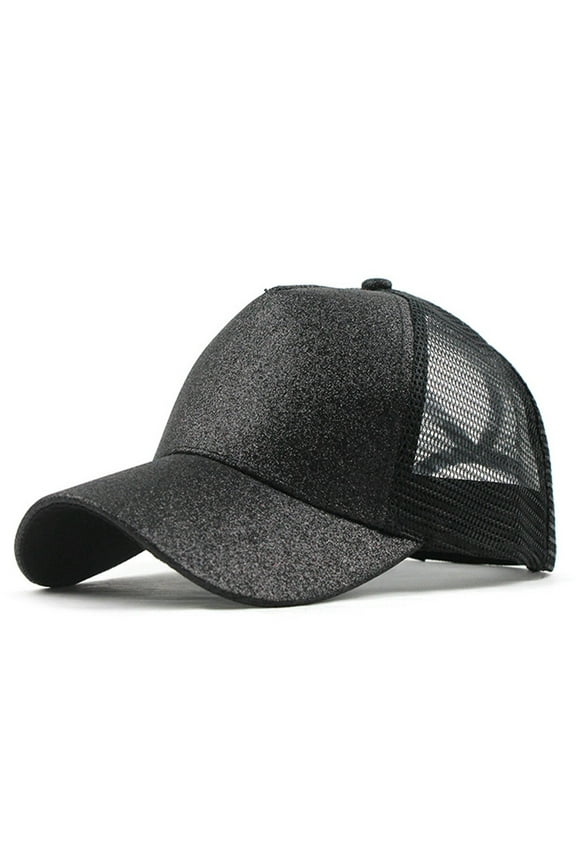 Trucker Ponytail Hat Messy Buns Glitter Plain Baseball Cap Unisex Visor Baseball Caps Slicker Cap Trucker Ponytail Hat Messy Buns Glitter Plain Cap Uni Visor Caps Black One Size