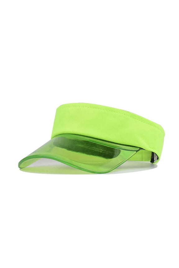 Unisex Plastic Sun Visors Hats Clear Cap for Men Women Sports Outdoor Large Brim Summer Beach Cap Sun Color Cap Transparent Fashion Solid Women Visor Caps Light Green One Size