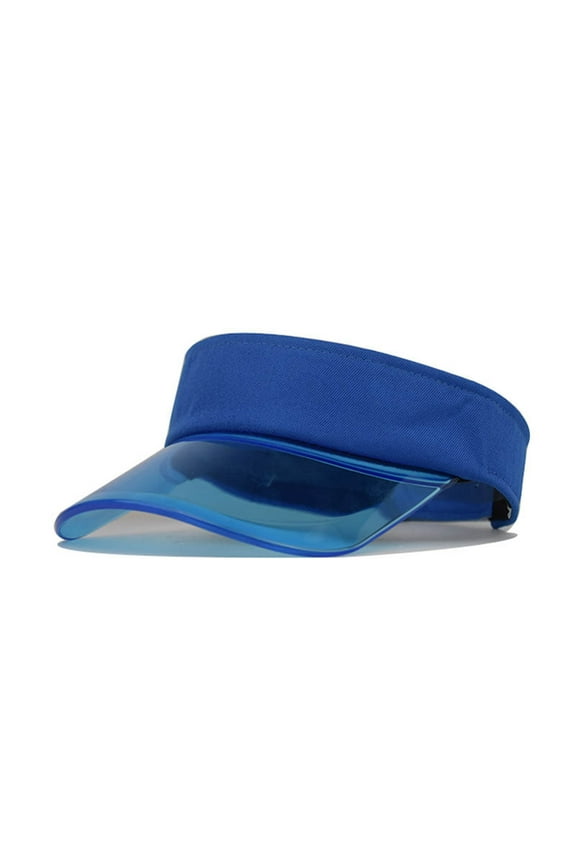 Unisex Plastic Sun Visors Hats Clear Cap for Men Women Sports Outdoor Large Brim Summer Beach Cap Sun Color Cap Transparent Fashion Solid Women Visor Caps Blue One Size