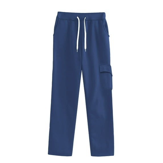 FUNUONY Women High Waisted Cargo Pants Wide Leg Casual Baggy Pants Y2K Streetwear Trousers Women's Autumn and Winter Fashion Plus Size Casual Sports Pants Navy Xl