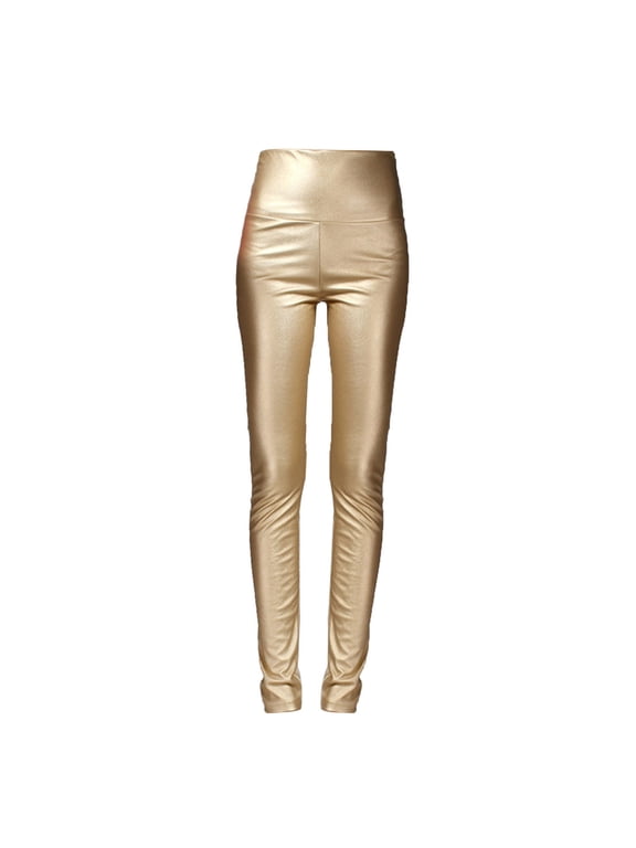 Women Metallic Stretch Faux Leather Legging Pants High Waist Stretch Leggings Full Length Leggings Tights Costume Pants Sports Fitness Pants High Bomb Dry Run Yoga Pants Tights Sensation Crop