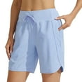 thumbnail image 1 of FUNUONY Women's Athletic Shorts High Waisted Quick Dry Bermuda Shorts for Women Walking Running Casual Wide Leg Yoga Shorts Shorts Summer Gym Athletic Workout Long Shorts with Pockets Light Blue 3Xl, 1 of 6