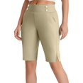 thumbnail image 1 of FUNUONY Women's Bermuda Long Shorts with Pockets High Waisted Stretch Knee Length Shorts for Women Summer Walking Pants High Waisted Crop Work Pants Summer Casual Slacks Yoga Dress Pant Beige Xs, 1 of 5