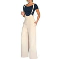 thumbnail image 1 of FUNUONY Women's Casual Loose Overalls Jumpsuits One Piece Sleeveless Wide Leg Long Pant Rompers with Pockets Women's Fashion Baggy Loose Linen Overalls Jumpsuit Beige Xxl, 1 of 5