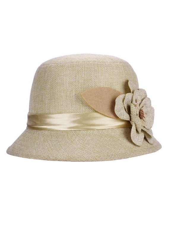 Women's Elegant Fall Winter Vintage Cloche Hat 1920S Winter Floral Fedora Fashion Bucket Hat for Women Cap Hat Billycock Fashion Bowler Women Flower Caps Ki One Size