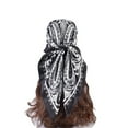 thumbnail image 1 of FUNUONY Women's Head Scarf Satin Hair Scarf Printed Square Scarf Like Silk Bandanas for Women Women's Fashion Retro Cashew Nut Pattern Printed Large Square Scarf Silk Scarf Headband Black One Size, 1 of 3