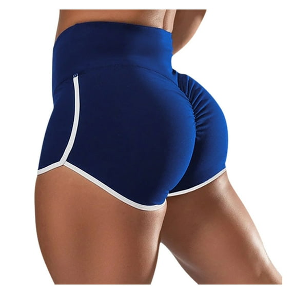 FUNUONY Women's High Waist Workout Shorts Breathable Dolphin Split Elastic Lounge Yoga Shorts Yoga Compression Leggings Women Shorts Workout Shorts Pants Blue Xxl