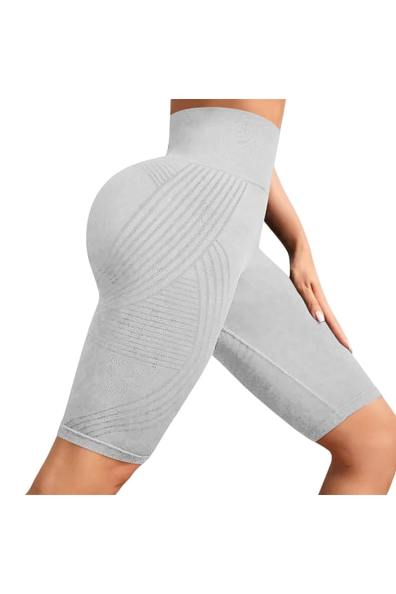 Women's Knee Length Leggings-High Waisted Capri Pants Biker Shorts for Women Yoga Workout Exercise Short Casual Summer Hip Lifting Fitness Pants Compression Tight Fit Yoga Shorts White S