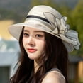thumbnail image 1 of FUNUONY Women's Organza Church Derby Hat Wide Brim Sun Hats for Wedding Tea Party Fascinator Hat Women Fascinator Lady Tea Party Church Wedding Bridal Flower Hat Beige One Size, 1 of 4