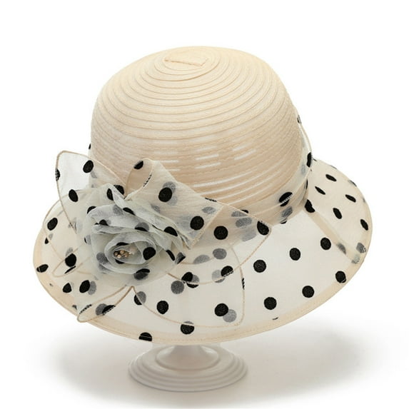 FUNUONY Women's Organza Kentucky Derby Hat Fascinators Bucket Bowler Hat for Tea Party Bridal Wedding Church Dress Hat Sun Cap Wedding Bucket Hat Holiday Hat Sun Summer Sun Beach Visor Hat Beige