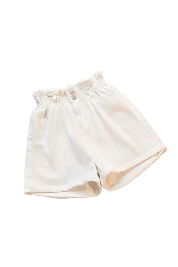 Women's Paper Bag Waist Button Roll Up Hem Denim Shorts with Pockets Denim Shorts Women Rolled Hem Jean Shorts for Women Denim Baggy Denim Women's with Pockets Shorts Large Jeans Casual Short