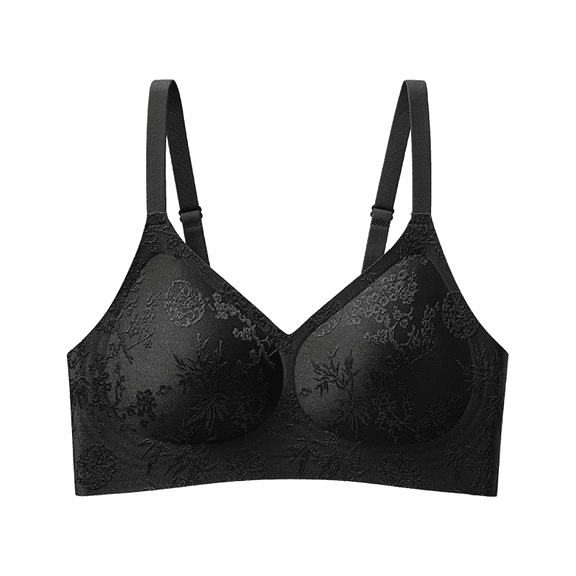 FUNUONY Women's Push Up Bra No Underwire Comfortable Wireless Bras Padded Seamless Bra Embroidered Bra for Women Without Rims Comfortable and Breathable Bra F M