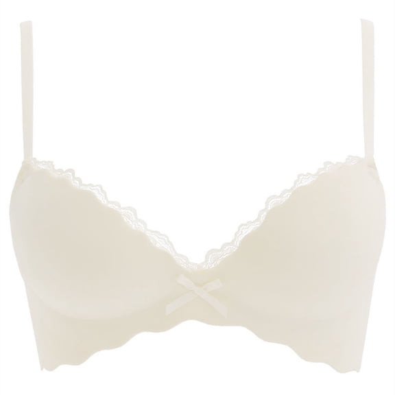 FUNUONY Women's Push Up Wireless Comfortable Padded Plunge No Underwire Everyday Bra Underwear Women Gathered Without Rims Thickened Bra Flat Chest Special Suit Lace Bra Beige 38