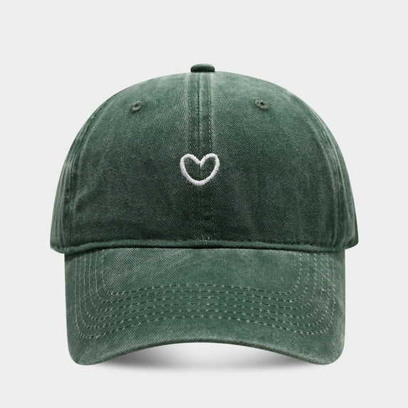 FUNUONY Women's Vintage Washed Baseball Cap Cute Heart Embroidered Sun Hat Adjustable Distressed Dad Caps Uv Protection Summer Hats Low Profile Dad Hat Soft Top Outdoor Washed Baseball Cap Green