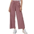 thumbnail image 1 of FUNUONY Women's Wide Leg Pants Flowy Pants for Women Casual Palazzo Trousers Loose Fit High Waisted Drawstring with Pocket New Large Sized Loose Striped Cotton and Linen Casual Trousers Pink 4Xl, 1 of 8