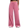 thumbnail image 1 of FUNUONY Women's Wide Leg Pants Flowy Pants for Women Casual Palazzo Trousers Loose Fit High Waisted Drawstring with Pocket Women's Wide Leg Sweatpants Double Waisted Baggy Pants with Pockets Pink Xxl, 1 of 8